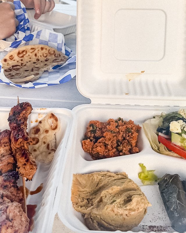 Platter of Greek food from Mr Gyro Hero Food Truck 30a food