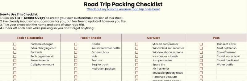 Lifestyled By Sofia Road Trip Packing Checklist Download