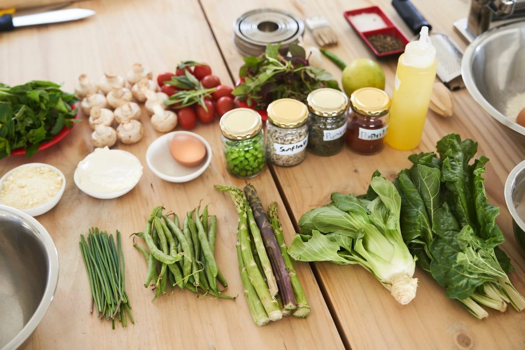 Cooking Class Ingredients Organized On table