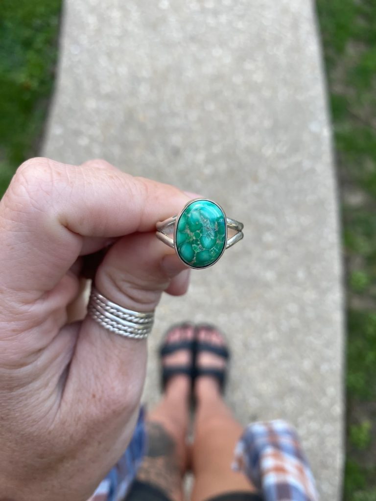 Emerald Valley Turquoise Ring on silver band by The Heirloom Indie in Pensacola