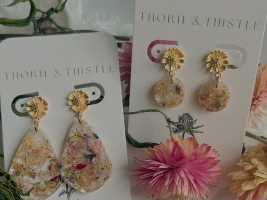 Floral earrings by Thorn and Thistle