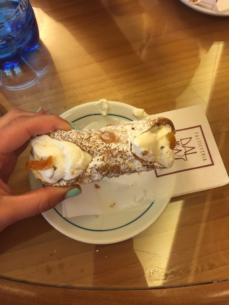 Orange peel cannoli dessert in Venice