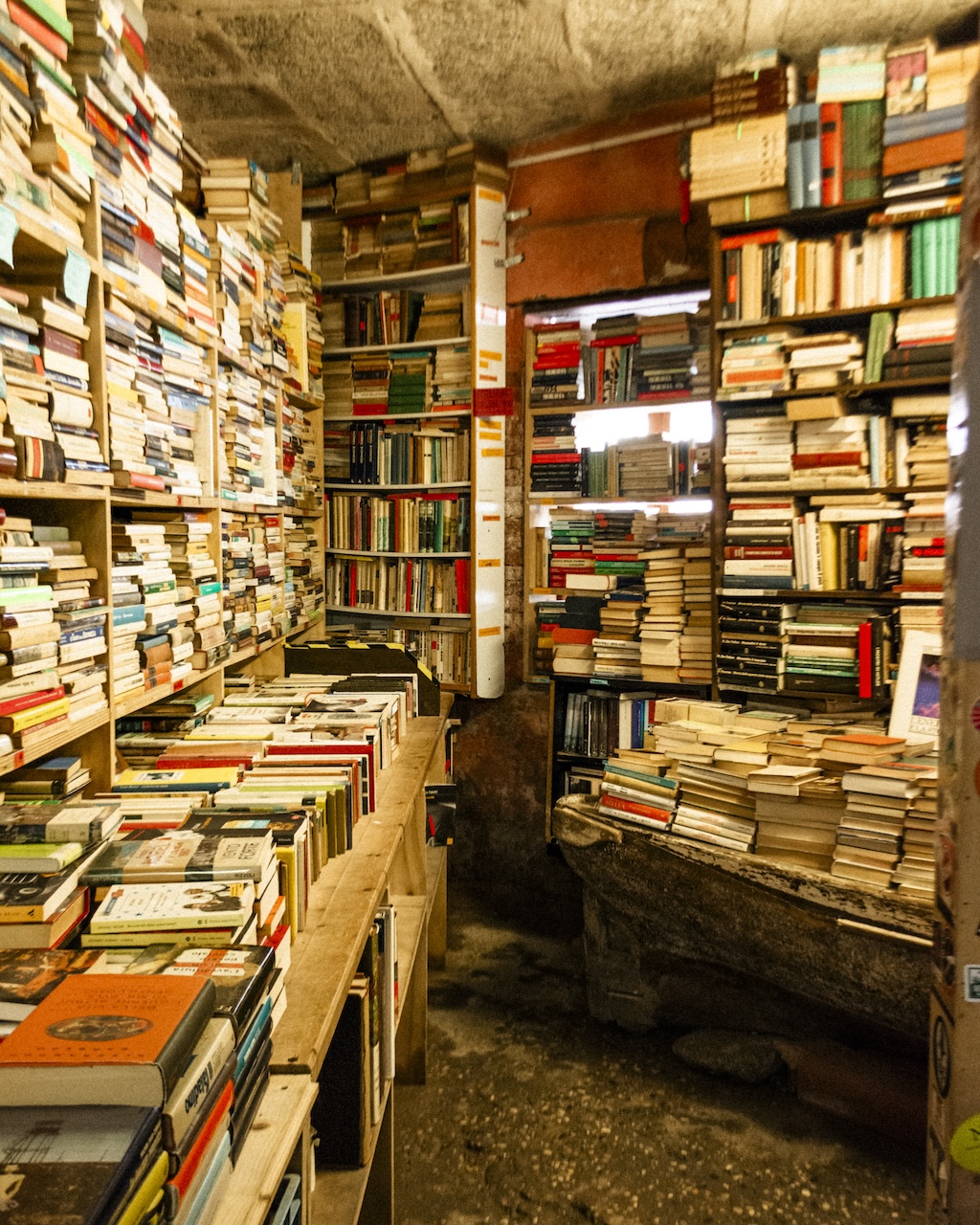 Inside the Acqua Alta Book Shop in Venice Italy