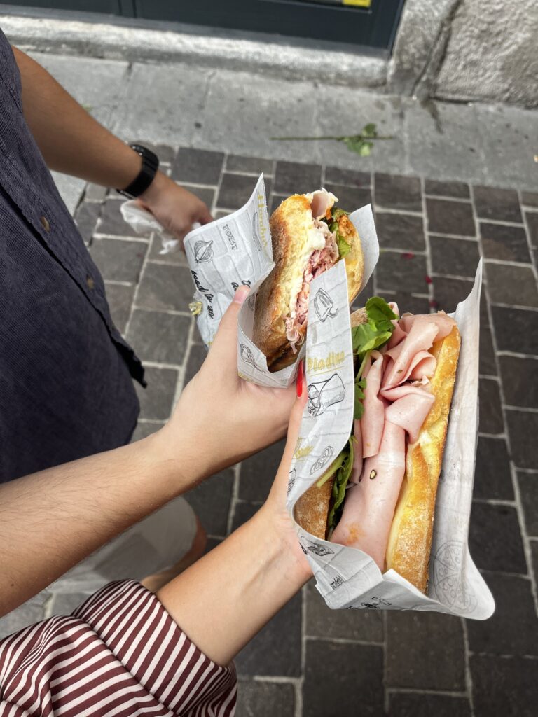 Sandwiches from Passion Como in Lake Como Italy