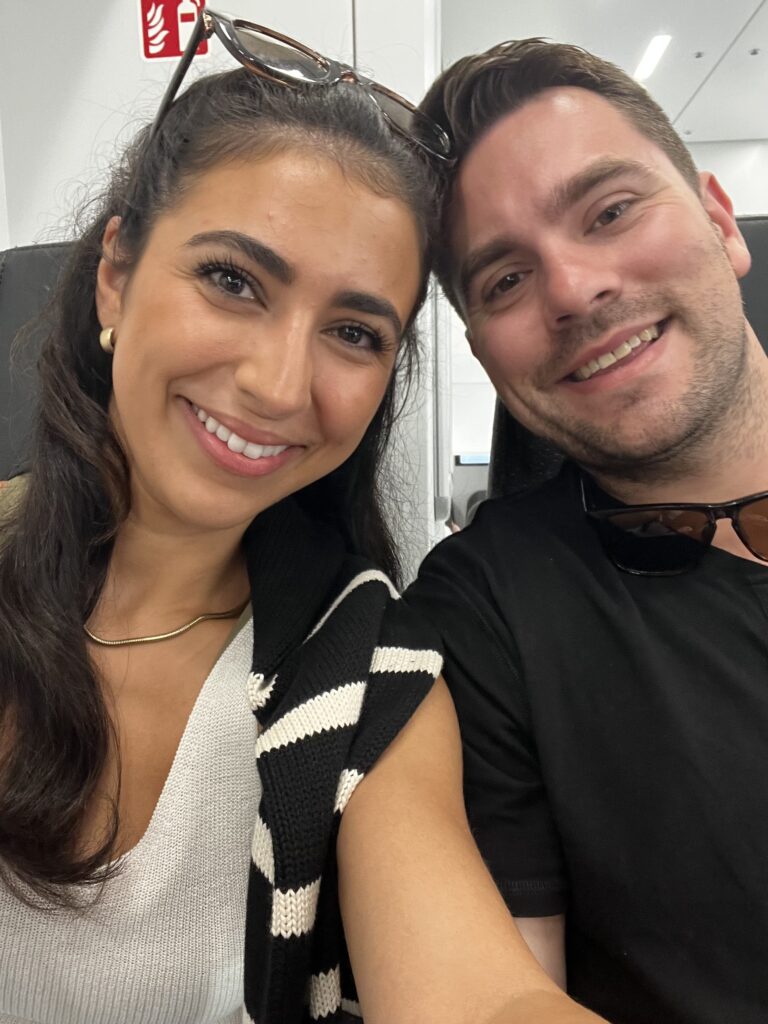 Couple takes a selfie sitting on a train | Traveling northern Italy by train 