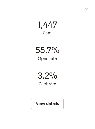 Screenshot showing Flodesk email open rate and click through rate | By Sofia Brown
